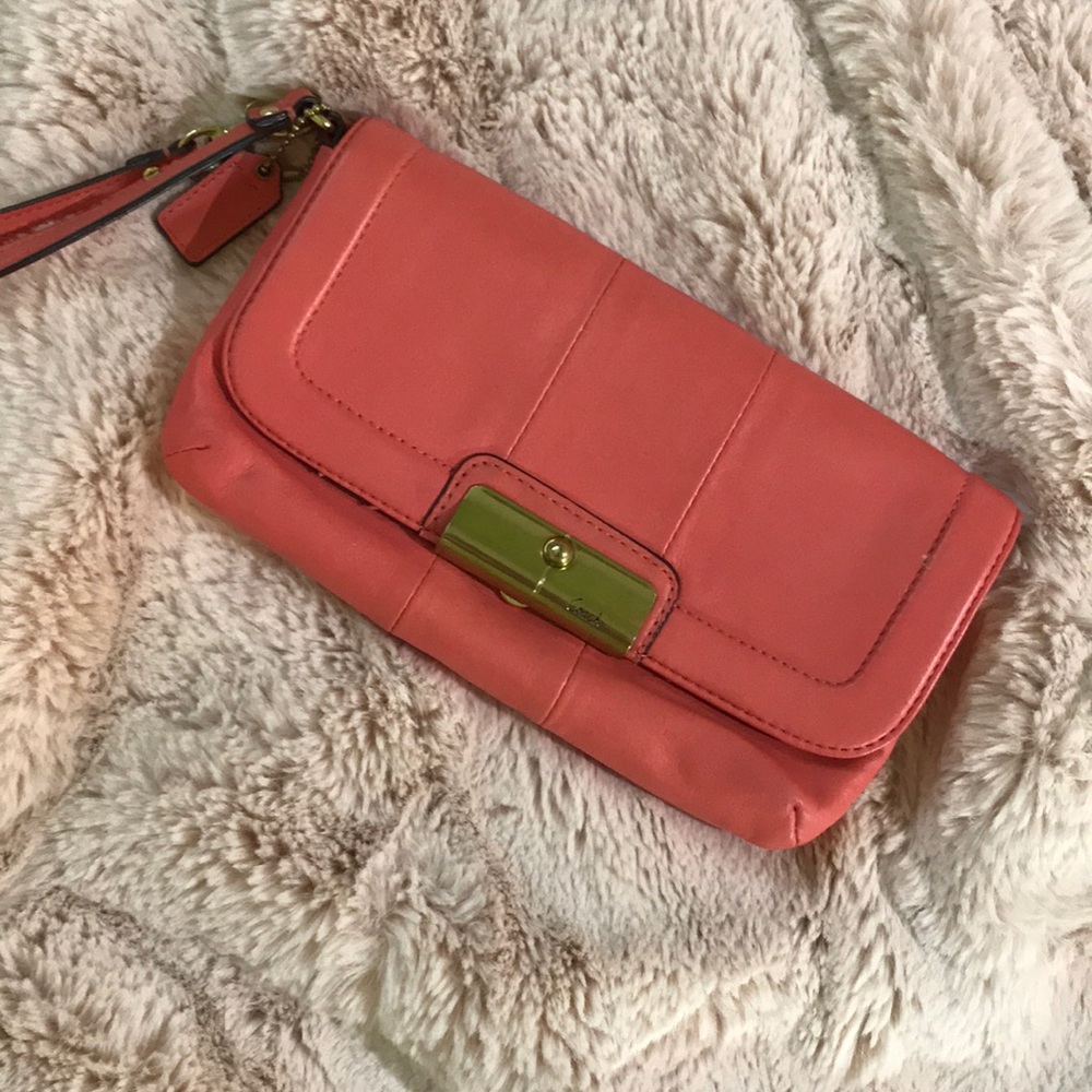 COACH coral 💕wristlet clutch